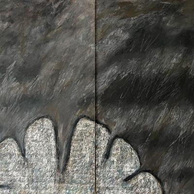 Huile Acrylique Sur Papier Maroufle 100 X 144 Cm